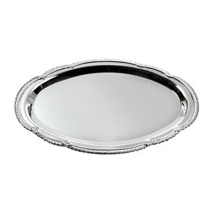 Vassoio Decorativo Ovale 38x27 cm Stile Vintage in Metallo Acciaio Inox Plastica Vetro per Casa e Cibo per Servire - Product Image 1
