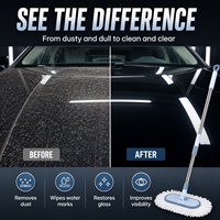 Brosse de lavage de voiture extensible avec tête en microfibre chenille, manche télescopique, outil de nettoyage pour toit, pare-brise et capot, fabrication OEM