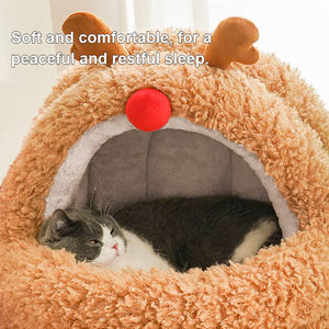 Modernes Komfortables Katzen-Schwammbett Rundes Plüschiges Flauschiges Beruhigendes Katzenhöhlen-Nest mit Nicht-Zusammenfallender Abdeckung - Product Image 4