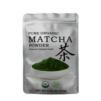 Poudre de thé vert bio Matcha de qualité culinaire personnalisée 100 g/sac emballage Matcha de qualité culinaire
