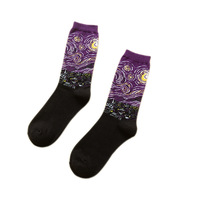 Haute qualité pur coton peinture à l'huile imprimé Art chaussettes hommes mode coton drôle chaussettes