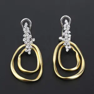 Custom Trendy Jewelry Earring S925 Cz Diamond Drop Women Zircons Big 925 Sterling Silver Gold Hoop Earrings For Women 18k Gold