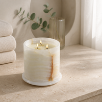 Support de bougie en onyx naturel et jade, récipient de luxe en pierre pour bougies, idéal pour la décoration de la maison, de la chambre et du salon, vente en gros