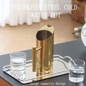 Carafe à eau en acier inoxydable avec protection anti-glace, carafe dorée avec poignée, récipient à boisson pour thé glacé/chaud, café, jus - Product Image 4