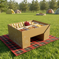 Boîte à lunch extérieure personnalisée pouvant servir de table à lunch avec compartiments, en matériau ondulé, durable et pratique