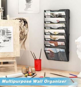 Metal Office Wall Mount Wall <b>File</b> Organizer 8 Pocket Hanging <b>Document</b> Rack - Product Image 4