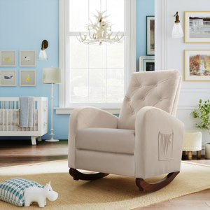 Fauteuil à bascule inclinable super confortable de style minimaliste, tissu en lin, couleur personnalisée pour la maison, le bureau, le salon, la chambre à coucher - Product Image 2