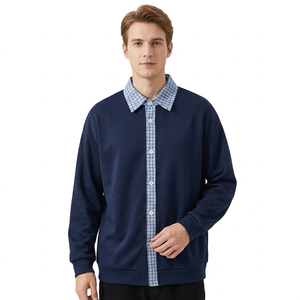 Chemise habillée en flanelle bleu marine pour homme avec motif à carreaux, col rabattu, manches longues, coupe classique, pour l'hiver - Product Image 4