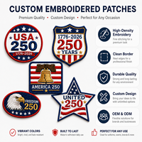 Écussons brodés personnalisés OEM, patch drapeau USA, souvenirs 250 ans de l'Amérique, badges brodés pour veste en jean et gilet de moto