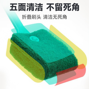 Brosse de nettoyage d'aquarium avec manche courbé allongé, tampon à récurer bleu pour le nettoyage des parois de verre des aquariums, élimination des algues, durable - Product Image 4