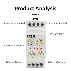รีเลย์ตรวจสอบแรงดันไฟฟ้า Gkrc 02 220 380Vac แบบสามเฟสสี่สาย สำหรับตรวจจับลำดับเฟสและป้องกัน - Product Image 4