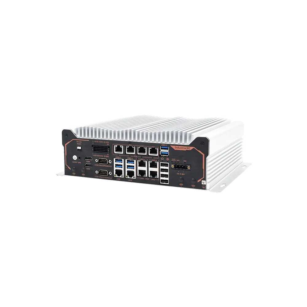 12th Gen Fanless Industrial Embedded Box Computer accessories solution with AI Accelerator for edge computing AI vision solution