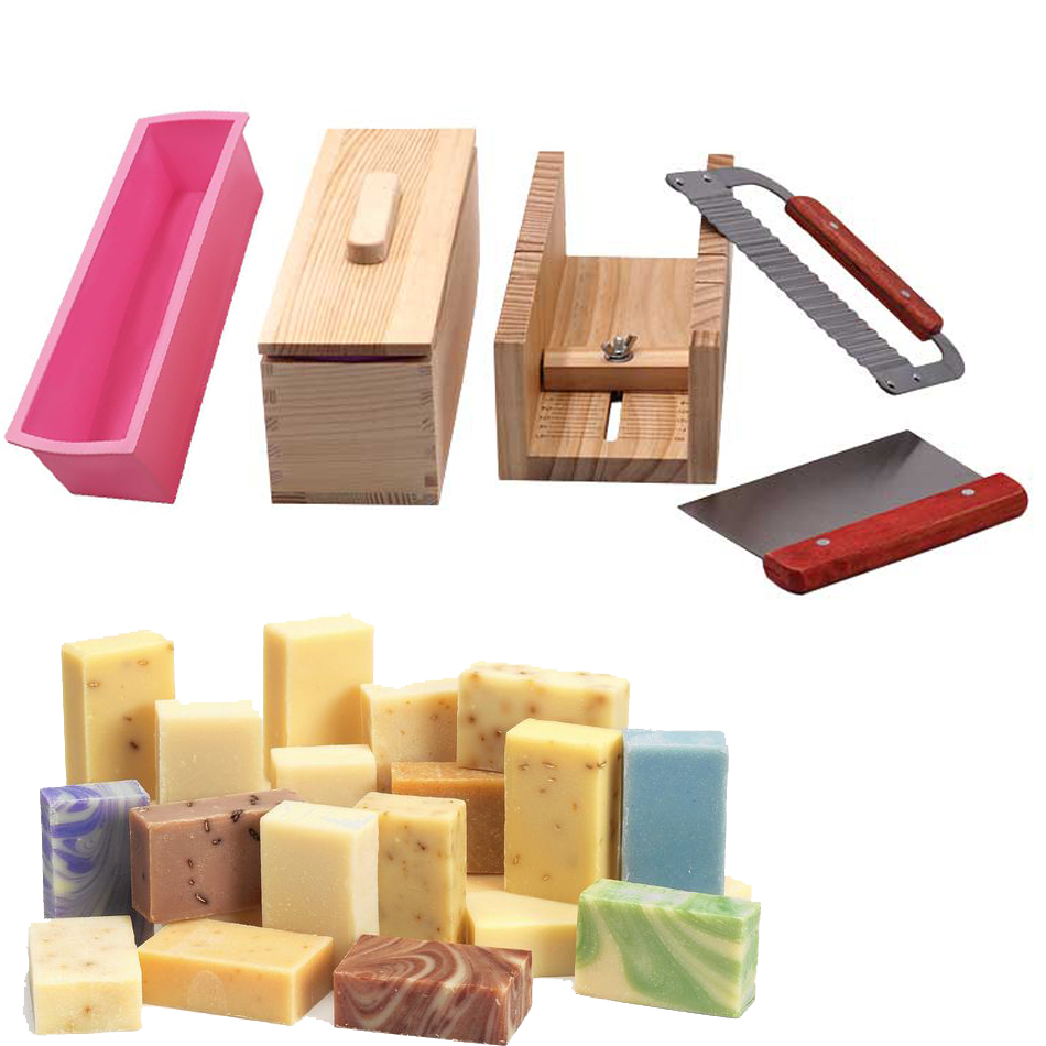 Kit en bois de coupeur de boîte de silicone rose