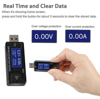 Voltímetro USB y amperímetro, cargador, probador de capacidad de batería, probador de corriente y voltaje, 1, 2, 1, 2