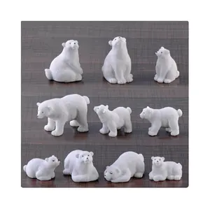 Family Polar Bear Action Figures White Bear Miniature Figurine Fairy Home Garden Wedding Doll Decoration