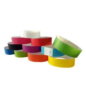 זול Custom להדפסה אחד זמן שימוש מסיבת אירוע פסטיבל תרמית נייר Wristbands עמיד למים צמיד עם לוגו