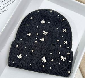 Gorros de Punto de Lujo al por Mayor con Cristales de Imitación para Mujer, Gorros de Invierno de Alta Calidad con Pelo de Conejo para Dama - Product Image 5