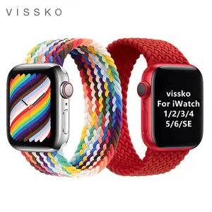 Vissko جديد مضفر بقوس قزح مرن لساعة iwatch حبل حافظة حزام ساعة أبل للساعة الذكية من أجل