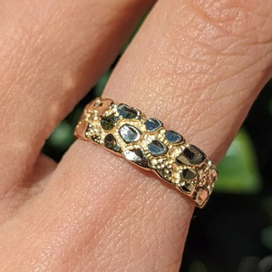 Custom 9K 10K 14K 18K Solid Gold Nugget <b>Ring</b> Band <b>Man</b> Women Hot Selling Vvs Moissanite Diamond Nugget Band <b>Ring</b> Fine Jewelry - Product Image 3