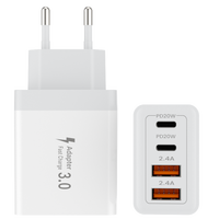 Adaptateur secteur multi-ports USB Type-C, prise EU/US/AU/UK, chargeur rapide PD 20W QC3.0, adaptateur 4 en 1, chargeur mural rapide de voyage