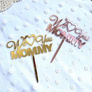 Adorno de Pastel Acrílico con la Frase "<span class=keywords><strong>Te</strong></span> Amamos Mamá" para el Día de la Madre, Decoración Floral para Pastel de Cumpleaños, Suministros para Postres DIY - Product Image 3