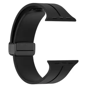Breathable Magnet Folding Buckle 38 41 42 45 49mm Silicone Strap Band For Apple iWatch Ultra 8