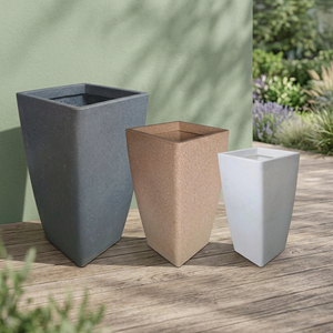 Jardinières carrées modernes en plastique pour l'extérieur, pots de fleurs de jardin au design minimaliste pour plantes vertes - Product Image 2