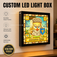 Boîte à lumière LED rectangulaire en aluminium pour intérieur, décoration de salle de jeux, enseigne lumineuse personnalisée en acrylique, style rétro arcade, à suspendre au mur