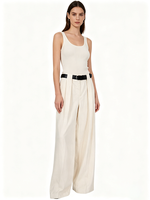 Pantalon plissé taille haute pour femme, coupe large, avec ceinture assortie – Élégant, décontracté et idéal pour le bureau – Nouvelle collection très prisée