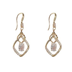 Simple Fashion Gold Plated Ear <b>Hook</b> <b>Earring</b> Dainty Hollow Twist Zircon Charm <b>Earring</b> - Product Image 1