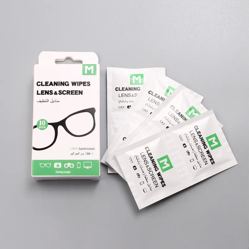 Custom 10 pcs package Camera Screen Cleaning Wet Wiping Eyeglass Spectacles glasses wet Cleaner Wipes