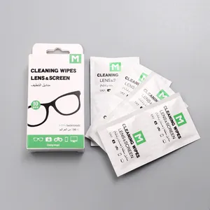 Custom 10 Pcs Package Camera Screen Cleaning Wet Wiping Eyeglass Spectacles Glasses Wet Cleaner Wipes