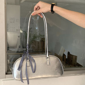 Bolso de mano estilo ballet coreano personalizado para mujer, bolso de hombro plateado para mujer, bolso tote - Product Image 1