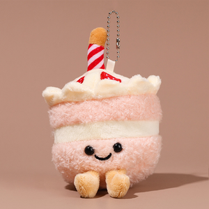 Custom Plush Bear Kawaii Cute Simulation Bread and Birthday Cake Charm Soft Plush Perfect Keychain for Birthday Gifts