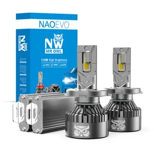 NAO NW 220W luz Led H4 H11 tubos de cobre dobles H7 bombilla Led 9005 9006 coche Auto H7 faro Led 12V H4 Led faros de coche