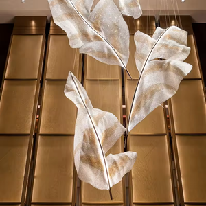New Design Villa Engineering Custom <b>Lighting</b> Hotel Lobby Feather Leaf Glass Led Luxury Chandeliers - Product Image 1