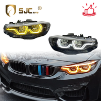 Faros Delanteros SJC Auto Part para BMW F32 F36 F80 2013-2019, Actualización V3, Color Plateado Original, Luz Diurna Blanca, Amarilla y Ámbar