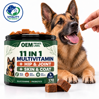 Compléments multivitaminés pour chiens sous forme de friandises molles pour le bien-être quotidien, soutien des articulations, de la peau, du pelage et de l'intestin, formule personnalisée avec glucosamine et probiotiques, fabrication OEM.