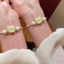 Bracelet de corde de tresse de chat de dessin animé mignon réglable pour femme polyvalent petit design sens ornements de main idée cadeau parfaite - Product Image 2