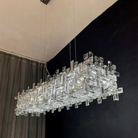 Lampe de salle à manger suspendue en acier inoxydable chromé de Style italien, lustre de Table d'hôtel