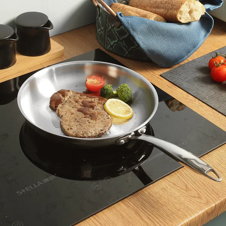 Professionele Keuken Tri-Ply Roestvrij Staal Non Coating Koekenpan Voor Koken