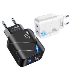 Chargeur rapide PD20W 40W QC4.0 en gros avec OTP/OVP, 2 ports Type-C, adaptateur mural USB multifonctionnel pour téléphones portables et ordinateurs portables - Product Image 1