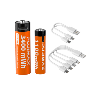 Pujimax USB có thể sạc lại pin 1.5V AA AAA loại C <span class=keywords><strong>Lithium</strong></span> Li-ion USB pin 1100mwh/3400mwh USB C Pin <span class=keywords><strong>lithium</strong></span> ion 2A 3A - Product Image 1