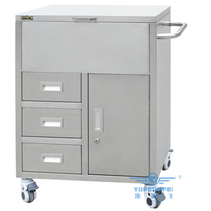 Carrito de Emergencia de Acero Inoxidable Yu Pengfei 650x420x870mm, Carrito de Hospital con Tapa Abatible, Cajones y Puertas con Cerradura - Product Image 2