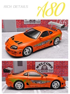 2026-06 JLF <span class=keywords><strong>1</strong></span>:<span class=keywords><strong>24</strong></span> SUPRA A80 Modelo de Coche de Aleación de Simulación, Juguete de Metal para Colección y Decoración de Niños - Product Image 2