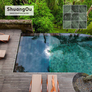 Mosaico verde scuro verde mosaico nuovo Design piscina mosaico per piscina colore verde lucido per bagno mosaico in porcellana - Product Image 3