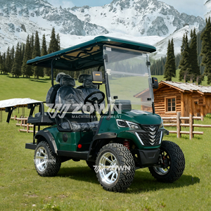 Carrito de Golf Todoterreno Vintage Verde Oscuro de 4 Plazas con Techo Rígido a Juego y Amortiguadores Rojos, Buggy para Turismo en Resorts - Product Image 6