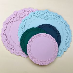 Mantel Individual <span class=keywords><strong>de</strong></span> silicona <span class=keywords><strong>de</strong></span> estilo Vintage nórdico, alfombrilla anticalor para platos <span class=keywords><strong>de</strong></span> comedor, encaje en relieve, aislamiento térmico, taza <span class=keywords><strong>de</strong></span> té, alfombrilla para artesanías <span class=keywords><strong>de</strong></span> plástico - Product Image 2