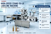 Machine d'étiquetage industrielle à grande vitesse pour flacons et ampoules, alimentation verticale vers étiquetage horizontal pour petits contenants instables