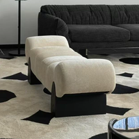 Banc ottoman de luxe italien en flanelle, tabouret léger pour chambre à coucher, salon, entrée, tabouret à chaussures